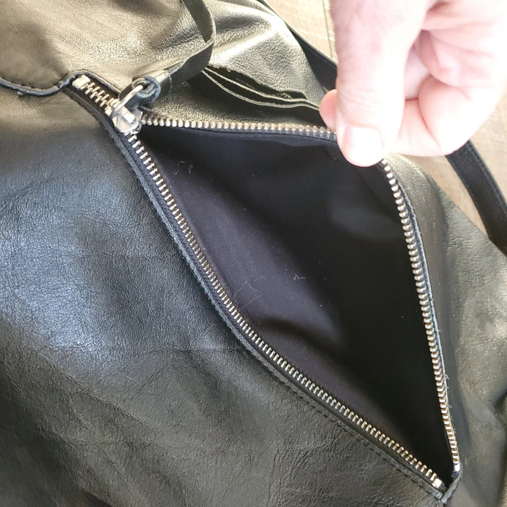Foley + Corrina Mid City Black Leather Foldover Tote Bag Crossbody